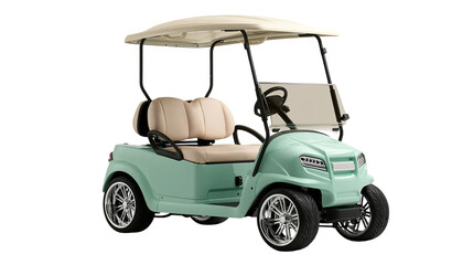 Mint green golf cart with beige seats and chrome wheels © Alaric