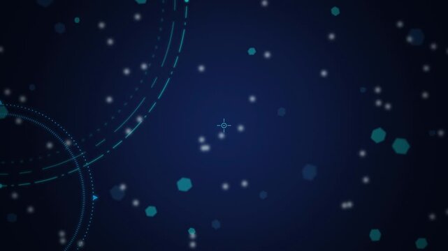 Cyan HUD circles floating bokeh particles seamless loop background