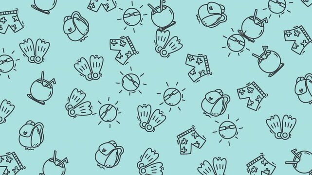 Tropical summer vacation activity and moment video animation pattern 