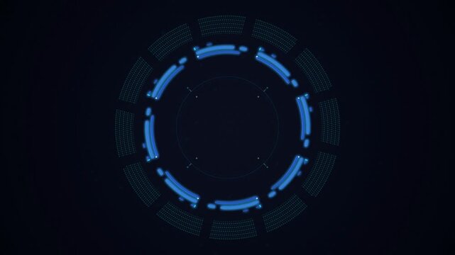 Futuristic blue glowing HUD circular ring interface seamless loop