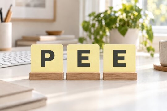 PEE French Employee Savings Plan on Yellow Cards on an Office Desk