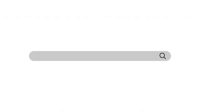 search bar with magnify button for browsing search, Minimalist style tab search internet browsing clean interface, search ui animation on transparent background, 4k video