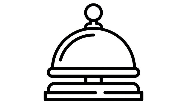 Concierge Bell Icon Outline - Vintage Service Call Button for Hotel Reception and Customer Support