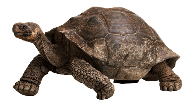 Large Galapagos giant tortoise with textured brown shell and scaly skin