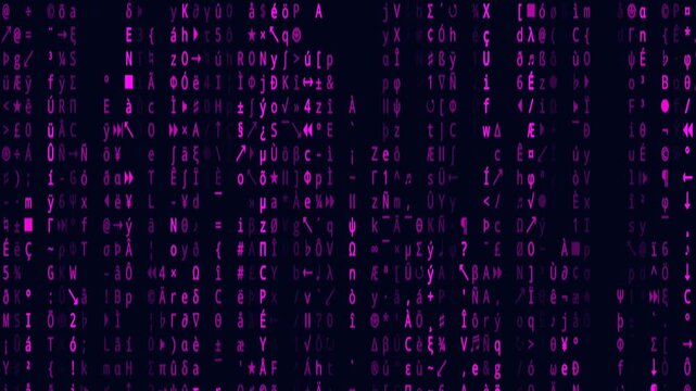 Cyber Monday Digital Code Matrix Background with Glowing Purple Binary Stream.