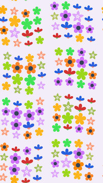 Stylized flowers and leaves pattern