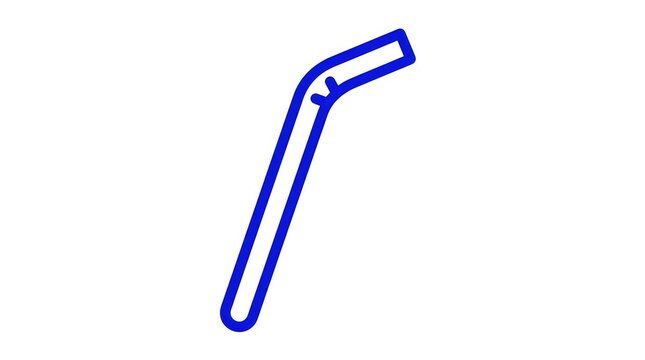 Blue Drinking Straw Icon on White Background