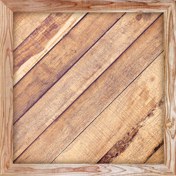 Wooden wall with frame background or texture