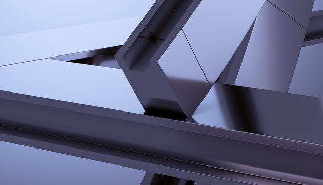 Abstract 3d digital render of metallic geometric shapes
