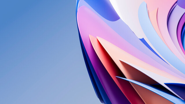 Abstract colorful layered curved shapes in digital illustration