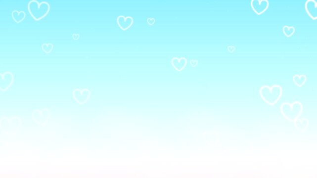 Floating white hearts animation on blue background stock video