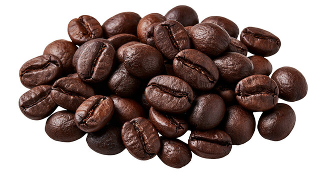Roasted dark brown coffee beans pile