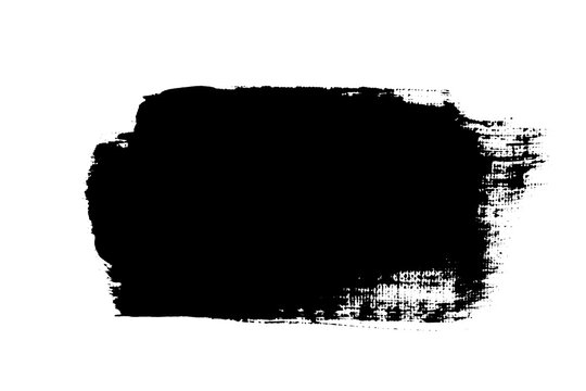 Black grunge brush stroke texture on transparent background, PNG