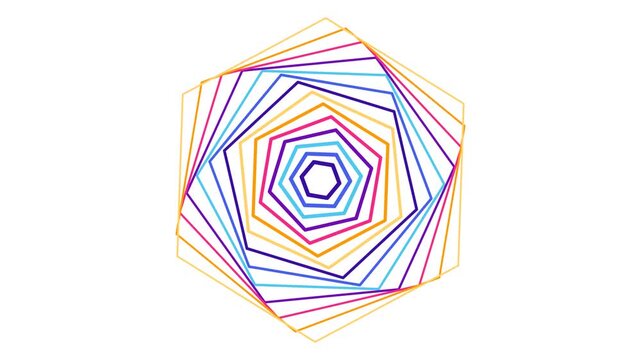 A colorful hexagonal spiral abstract geometric pattern