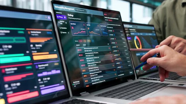 Cybersecurity Analysts Reviewing Risk Findings On Laptop