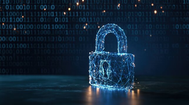 Digital Padlock Binary, Cybersecurity Concept