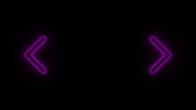 Neon purple glowing bracket symbols on a black background