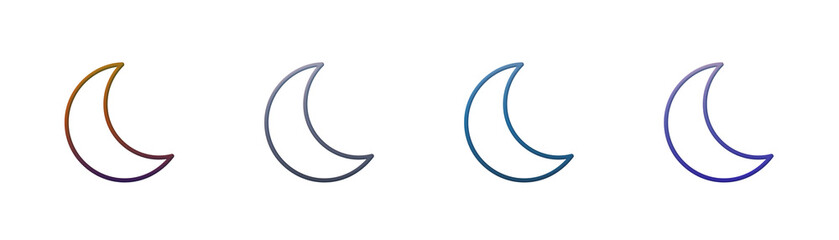 Moon crescent icons set with colorful gradient outline design © Graphichax
