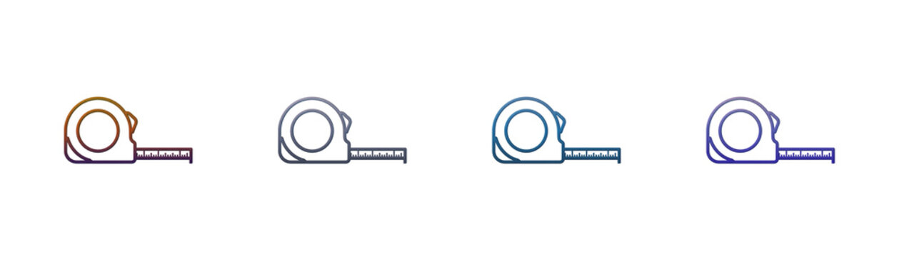 Measuring Tape Icon Set with Gradient Outline Style for Construction Design