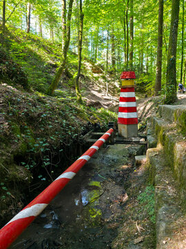 germany, refreshing forest stream and waterscape in schelmenklinge near lorch surrounded by lush summer greenery and rocks