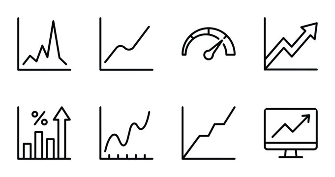 Business growth charts set with graphs and progress indicators, finance analytics