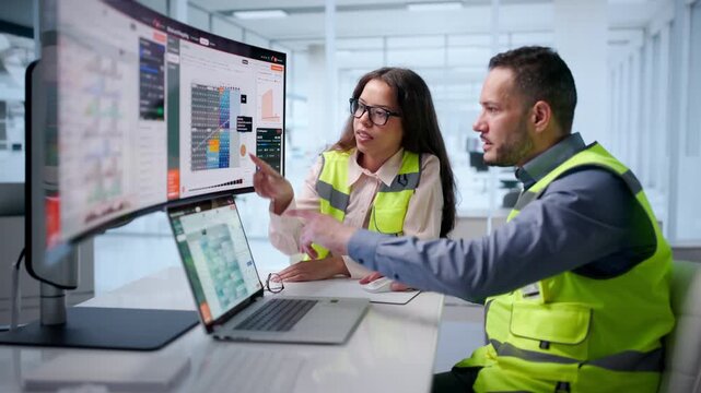 Waste Management Supervisor Reviews Recycling Operations Dashboard