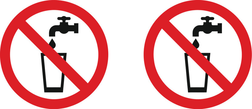 Water silhouette icon design for no drinking prohibition signs