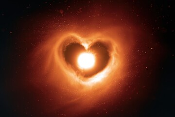Fototapeta premium The Heart-Shaped Nebula Illuminating a Brilliant Central Star in Cosmic Glow