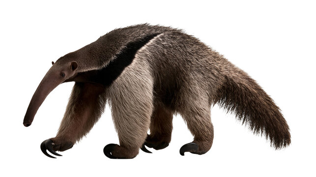 Giant anteater walking with long snout and sharp claws