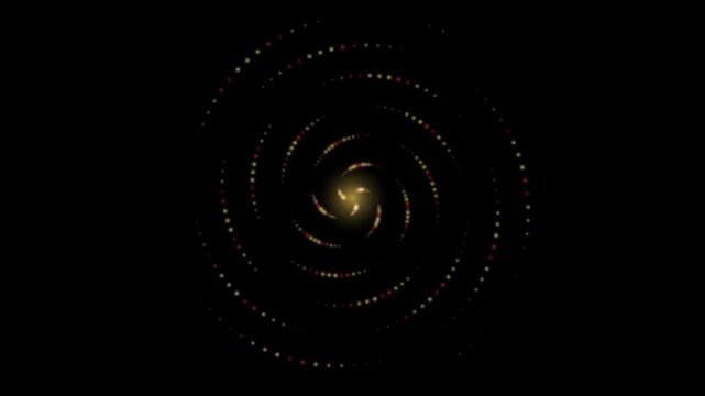 Spiraling light particles create a mesmerizing galaxy loop against a black background
