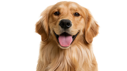 Happy golden retriever dog portrait with open mouth and tongue out © Lysander