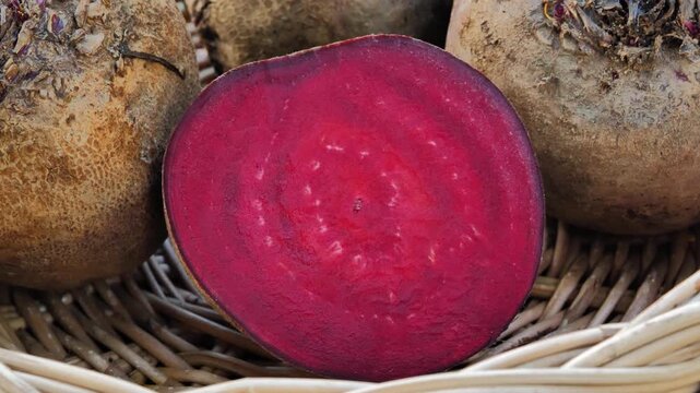 Fresh beetroots in a basket