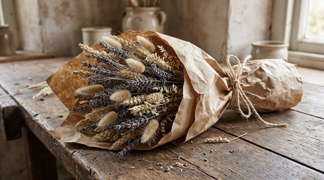 Dried flower bouquet