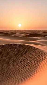 Golden Desert Dunes at Sunrise Vertical Video Background
