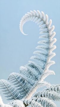 Frosted Fern Frond Winter Macro Vertical Video