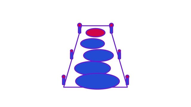 Animated flat stone path icon in a minimal vector style, lighting stones in a smooth 4K seamless loop. The symbol sits alone in the centre of a bright white background in purple and violet, leaving ro