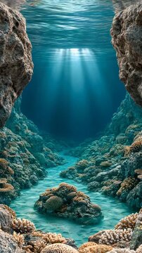 Coral Reef Underwater Turquoise Sunlight Vertical Video