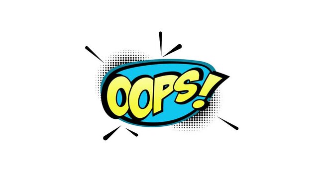 Comic oops text pop art speech balloons on white background