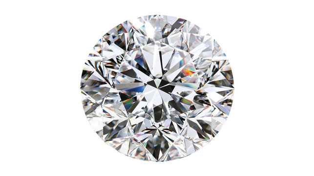 Round brilliant cut diamond with sharp facets and high clarity