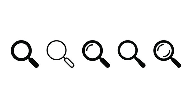 Magnifying glass icons set vector search zoom loupe symbols
