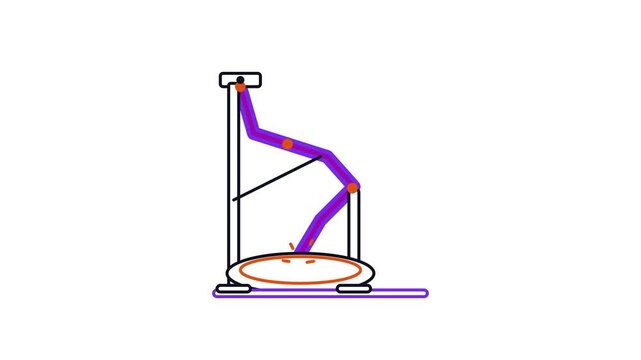 Animated flat water slide icon in a minimal vector style, splashing down in a smooth 4K seamless loop. The symbol sits alone in the centre of a bright white background in purple and violet, leaving ro