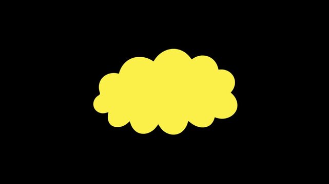 Yellow cartoon cloud animation frames on solid black background