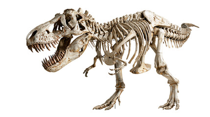 Tyrannosaurus Rex dinosaur skeleton fossil with sharp teeth and large skull © Thaddeus
