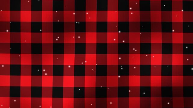 Red Black Buffalo Plaid Flannel Christmas Pattern Snow Fabric 4K