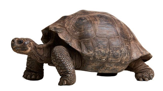 Large brown Galapagos giant tortoise with textured scaly skin and domed shell
