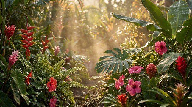 Tropical garden morning