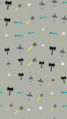 Fototapeta premium Seamless pattern of tools and weapons