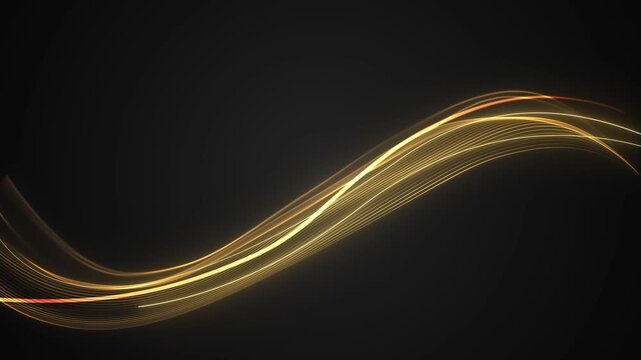 Bundle of amber strands curves upward black, ribbon empty space abstract scene works as a sophisticated backdrop award announcements, premium promotions, cinematic openings, festive edits.