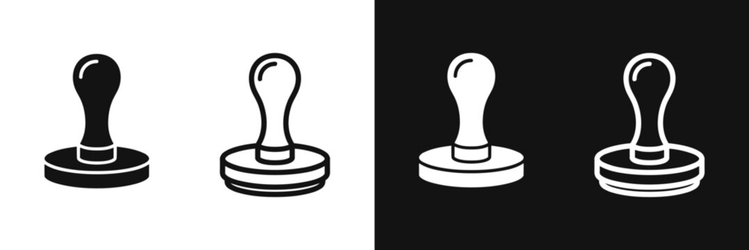 Office rubber stamp icon set vector illustration isolated on black and white background