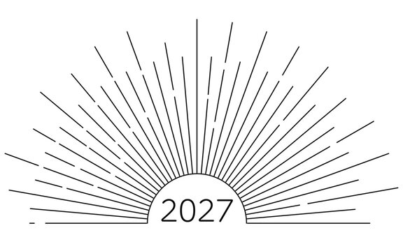 サンバースト、初日の出イメージ、2027年のシンプルな年賀状素材